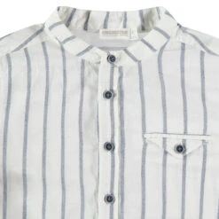 Chemise Manches Longues à Rayures Verticales Et Col Mao -Orchestra HGAL36 BLA 3 X