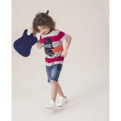 Bermuda En Jean Effet Used à Poches Et Badge -Orchestra HGAL6O BLC 11 X