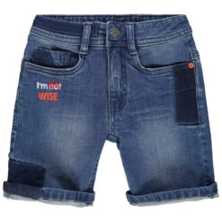 Bermuda En Jean Effet Used à Poches Et Badge