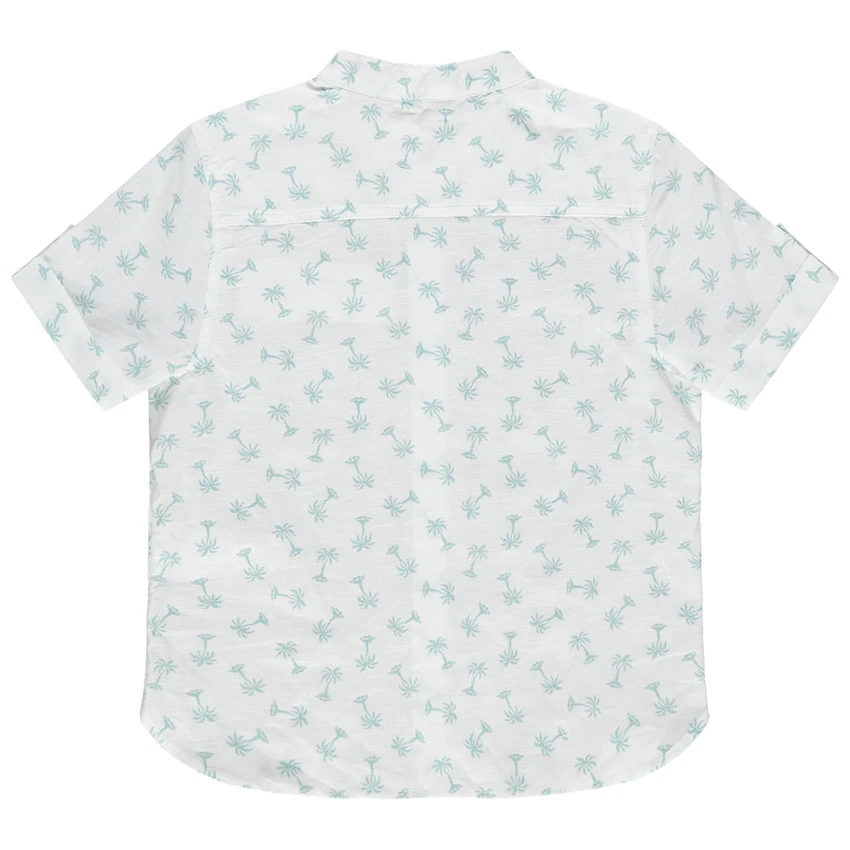 Chemise Manches Courtes à Col Mao Et Palmiers Printés All-over 2 Chemise Manches Courtes à Col Mao Et Palmiers Printés All-over – Image 2