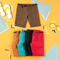 Bermuda En Coton Uni Avec Ceinture Ajustable -Orchestra HGAL7H BLF 10 X