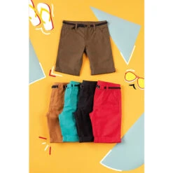 Bermuda En Coton Uni Avec Ceinture Ajustable -Orchestra HGAL7H BLF 11 X