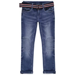 Jean Effet Used Et Crinkle à Ceinture Amovible Colorée