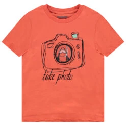 T-shirt Manches Courtes En Coton Print Appareil Photo Plastifié