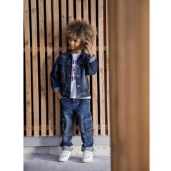 Veste En Jean Délavé Effet Usé à Poches Pour Enfant Garçon -Orchestra HGALA7 BLM 13 X