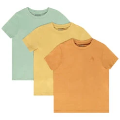 Lot De 3 T-shirts Unis En Coton Print Palmier Pour Garçon