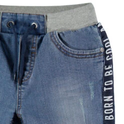 Bermuda En Jean Used à Bandes Et Taille élastiquée -Orchestra HGALE7 BLC 3 X