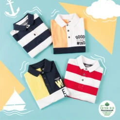 Polo Manches Courtes Rayé En Coton Pour Garçon -Orchestra HGALF8 BLF 10 X