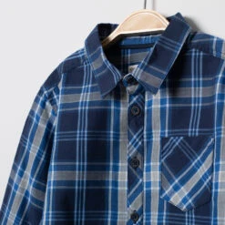 Chemise Manches Longues à Carreaux Bleus Et Poche -Orchestra HGALLM BLF 3 X