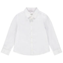 Chemise Manches Longues Blanche Unie Pour Enfant Garçon