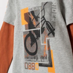 T-shirt Manches Longues Effet 2 En 1 Print Vélo -Orchestra HGALS9 GRM 3 X