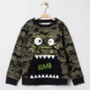 Sweat En Molleton Motif Camouflage Et Print Dinosaure