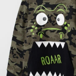 Sweat En Molleton Motif Camouflage Et Print Dinosaure -Orchestra HGALSL NOI 3 X