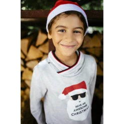 T-shirt Manches Longues Print Père Noël à Col Fantaisie -Orchestra HGALST GRM 15 X