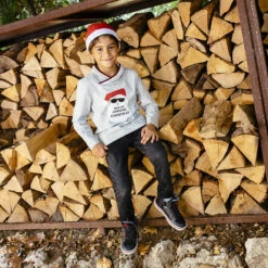 T-shirt Manches Longues Print Père Noël à Col Fantaisie -Orchestra HGALST GRM 17 X