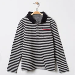 Polo Manches Longues à Rayures All-over Et Poche