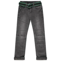 Jean Gris Effet Used Et Crinkle Avec Ceinture Amovible Esprit Militaire