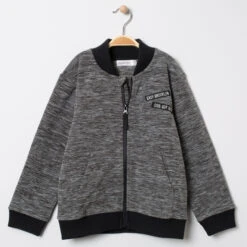 Gilet En Polaire Chinée à Zip Et Message Printé Au Dos