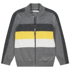 Gilet En Tricot Zippé à Bandes En Jacquard Pour Enfant Garçon