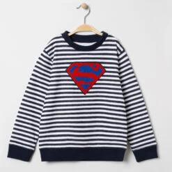 Sweat En Molleton Rayéà Motif Superman En Bouclette