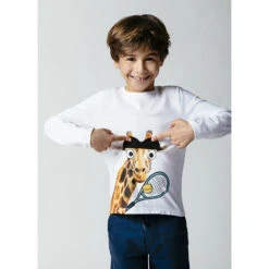 T-shirt Manches Longues En Coton Print Girafe à Lunettes -Orchestra HGALVV BLA 10 X