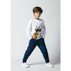 T-shirt Manches Longues En Coton Print Girafe à Lunettes -Orchestra HGALVV BLA 11 X