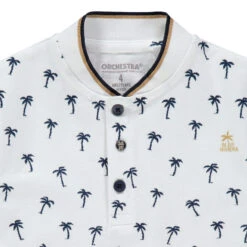 Polo Manches Courtes Imprimé Palmiers All-over -Orchestra HGAM03 BLA 3 X