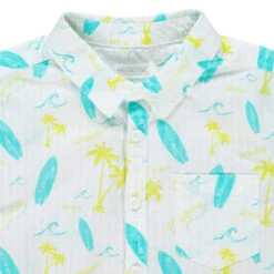 Chemise Manches Courtes à Palmiers Et Planches Imprimés All-over -Orchestra HGAM39 BLA 3 X