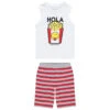 Ensemble Avec Débardeur Print SmileyWorld Frites Et Bermuda Rayé