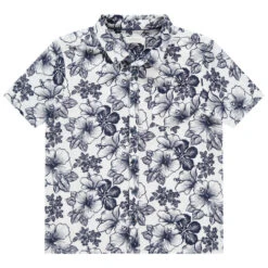 Chemise Manches Courtes En Coton Et Lin à Motif Floral All-over
