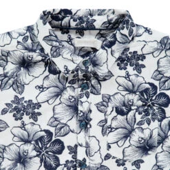 Chemise Manches Courtes En Coton Et Lin à Motif Floral All-over -Orchestra HGAM4Z BLA 3 X