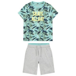 Ensemble à T-shirt Imprimé Et Bermuda Uni Pour Enfant Garçon