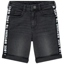 Bermuda En Jean Délavé à Bandes Latérales Et Motif SmileyWorld