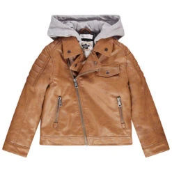 Perfecto Effet Cuir à Capuche En Molleton Pour Enfant Garçon