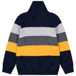 Pull En Tricot à Bandes Contrastées Pour Enfant Garçon