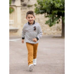 Polo Manches Longues Côtelé Rayé Pour Enfant Garçon -Orchestra HGAM99 ECR 12 X