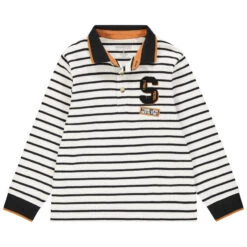 Polo Manches Longues Côtelé Rayé Pour Enfant Garçon