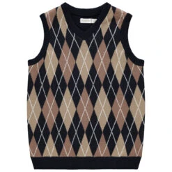 Pull Sans Manches En Tricot à Losanges En Jacquard