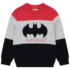 Pull En Tricot Tricolore Motif Batman En Jacquard Pour Enfant Garçon