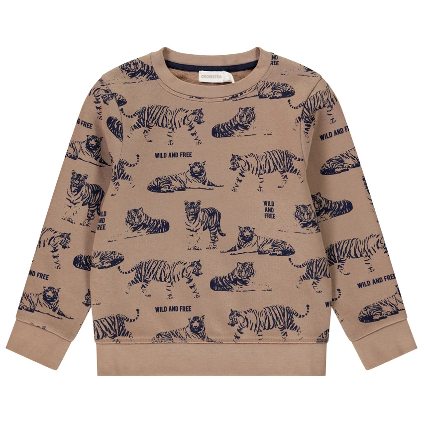 Sweat En Molleton Marron Imprimé Tigres Pour Enfant Garçon 1 Sweat En Molleton Marron Imprimé Tigres Pour Enfant Garçon