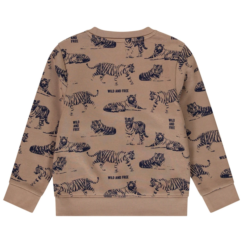 Sweat En Molleton Marron Imprimé Tigres Pour Enfant Garçon 2 Sweat En Molleton Marron Imprimé Tigres Pour Enfant Garçon – Image 2