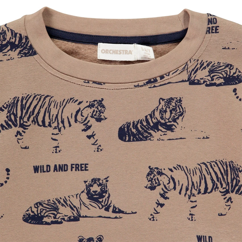 Sweat En Molleton Marron Imprimé Tigres Pour Enfant Garçon 3 Sweat En Molleton Marron Imprimé Tigres Pour Enfant Garçon – Image 3