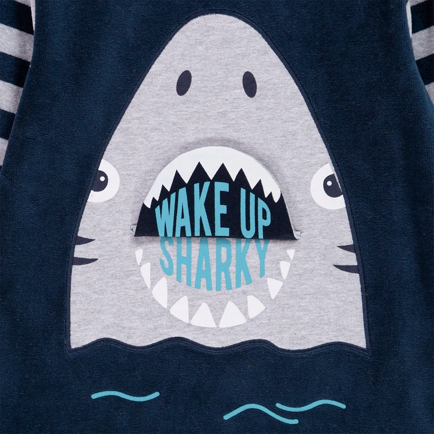 Pyjama En Velours Requin Ludique Pour Enfant Garçon 3 Pyjama En Velours Requin Ludique Pour Enfant Garçon – Image 3