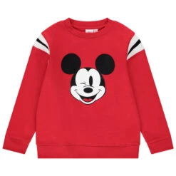 Sweat En Molleton Rouge Pour Enfant Garçon Print Mickey Recto Verso