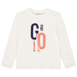 T-shirt Manches Longues En Coton à Texte En Relief