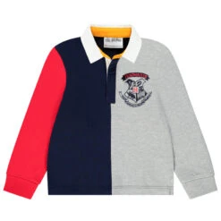 Polo Manches Longues Tricolore Motif Hogwarts Harry Potter