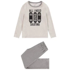Pyjama En Velours Print Skateboards Pour Enfant Garçon