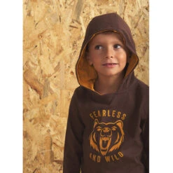 T-shirt Manches Longues à Capuche Print Lion Pour Enfant Garçon