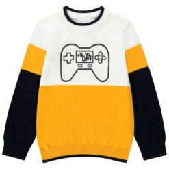 Pull En Tricot Esprit Color Block Print Manette Pour Enfant Garçon