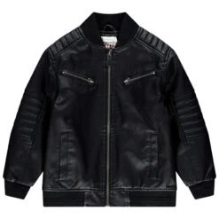 Veste Imitation Cuir Zippée Avec Poches Pour Garçon
